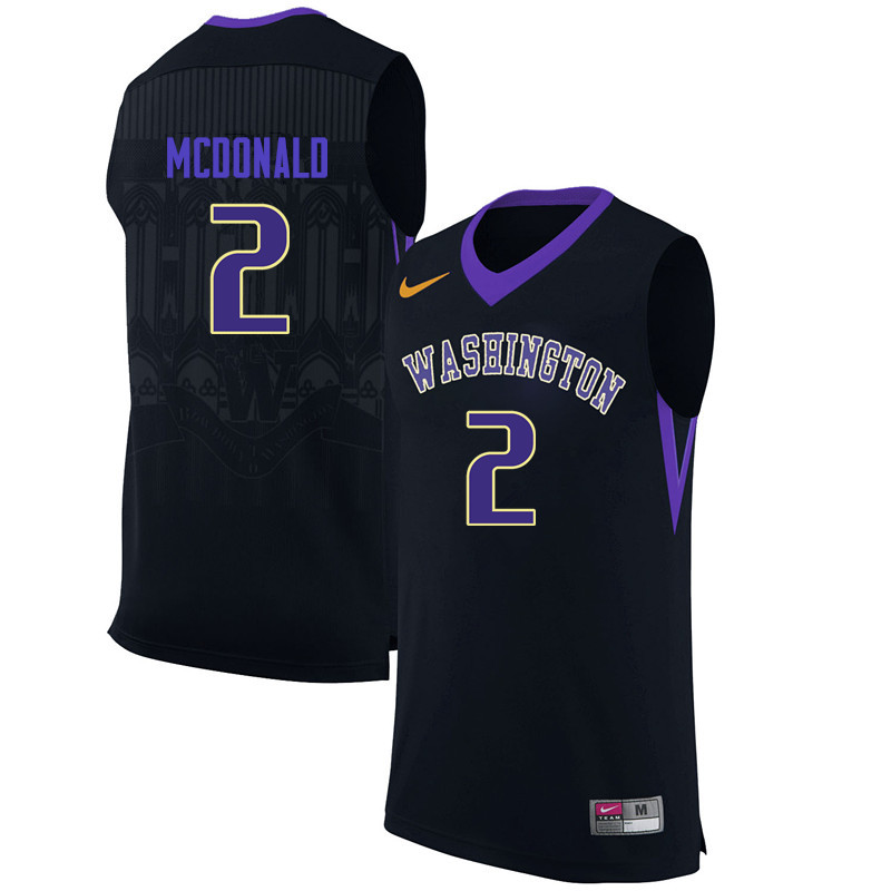 Men Washington Huskies #2 Aarion McDonald College Basketball Jerseys-Black